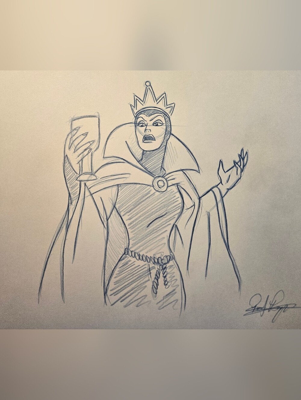 Disney Villains Evil Queen Drawing/Sketch Character Animation Art Signed